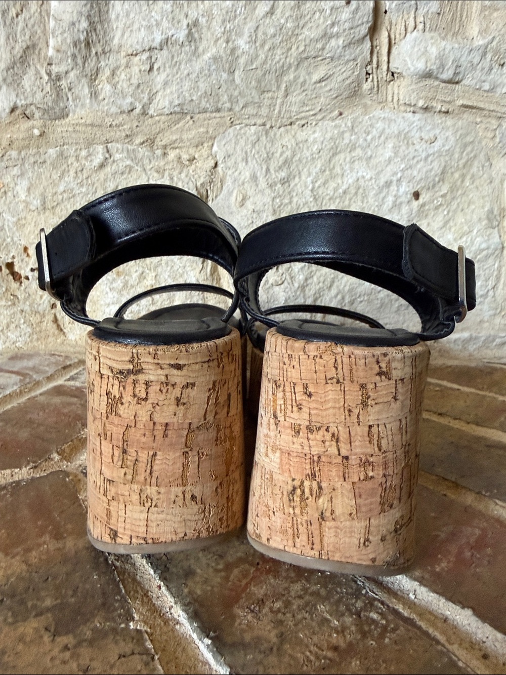 Charlotte Russe Black Cork Platform Sandals - Women's Comfortable Summer Wedges - Picture 4 of 8